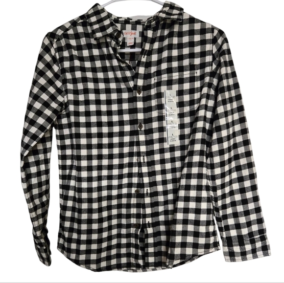 Cat & Jack Other - Cat & Jack Black and White Checkered Shirt Sz 10-12 New With Tags